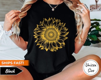 Sunflower Shirt • Cute Minimal Floral Gardening T-Shirt • Vintage Flower Tee • Perfect for Summer or Fall • Outdoor Garden Gifts for Her