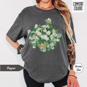 Van Gogh Roses Shirt • Comfort Colors® Shirt • Dark Academia Tshirt • Gift for Art Teacher, Lover or Professor • Floral Artsy Botanical Tee image 2