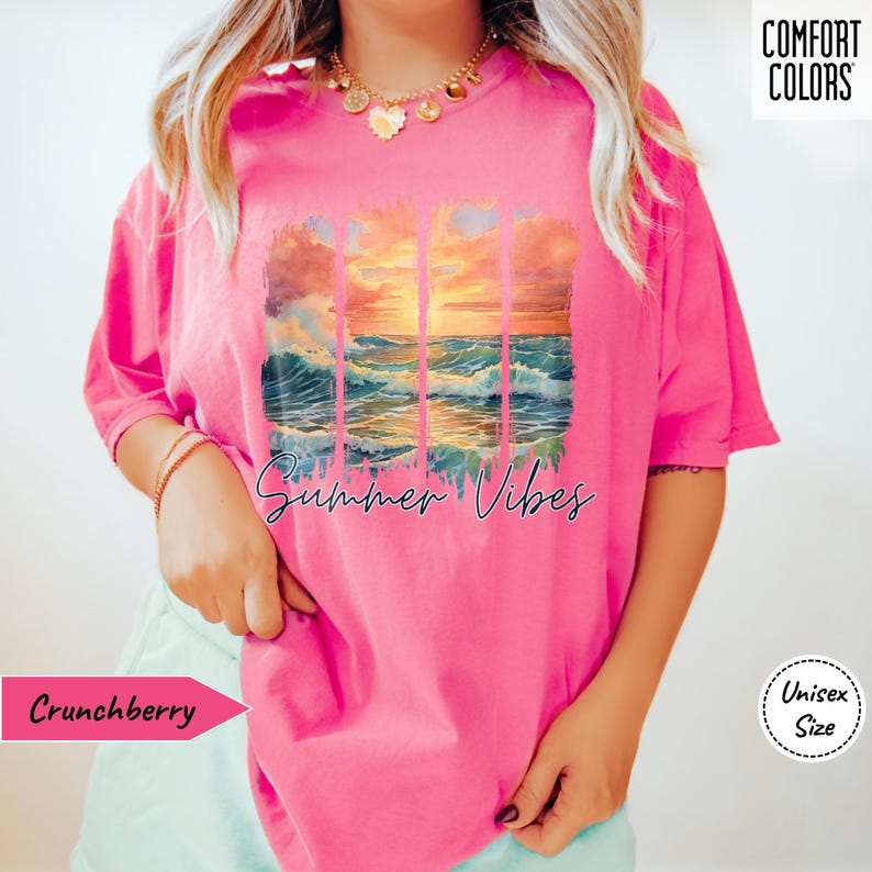 Camiseta de verano con atardecer • Camiseta con ambiente playero • Camiseta con colores cómodos • Camiseta de vacaciones de verano • Camiseta de viaje de chicas a juego • Camiseta con vida en el lago • Regalo para maestros imagen 3