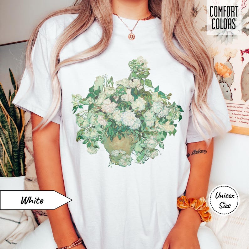 Van Gogh Roses Shirt • Comfort Colors® Shirt • Dark Academia Tshirt • Gift for Art Teacher, Lover or Professor • Floral Artsy Botanical Tee image 4