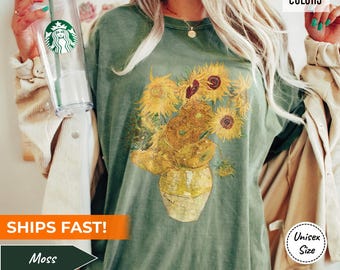 Comfort Colors® Van Gogh Sunflowers Shirt, Vincent Van Gogh Shirt, Vangogh Sunflowers Shirt, Sunflower Tshirt, Artist T-Shirt, Famous Artist