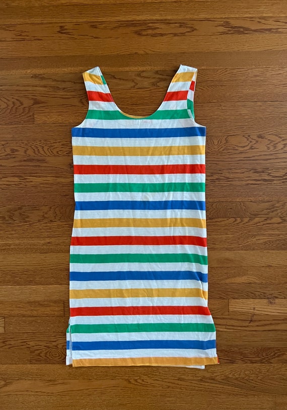 vintage 80's  rainbow tank mini dress - image 2