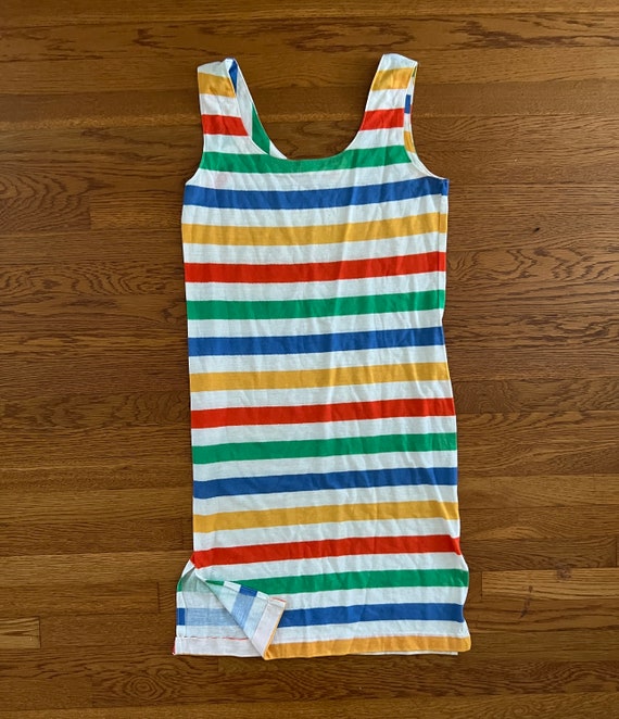 vintage 80's  rainbow tank mini dress - image 1