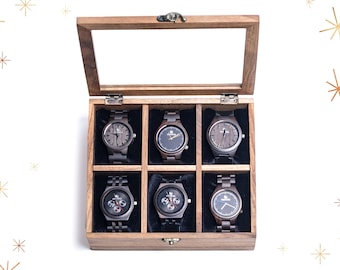 Watch Box 6 Slots, Watch Organizer, Gift for Him, Watch storage, Wrist Watch Box, Men Gift