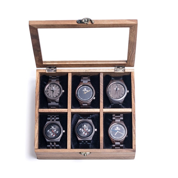 Watch Organizer for 6 watches, Watch Storage Case, Uhrenständer, Watch Box, Holds Watches, Gift for Him