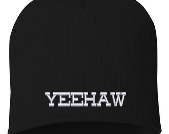 Yeehaw Western Embroidered Beanie | Western Cowboy Knit Winter Hat