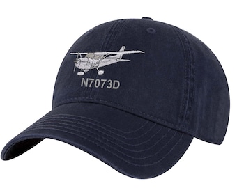 Skyhawk Airplane Style Aviation Hat 172 170 - Aircraft 175, 182 with Custom Tail N Number Baseball Cap