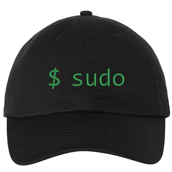 Sudo Linux Hat, Linux Command Prompt Hat, Linux Admin Hat, Programmer's Hat, IT Manager Hat, Programmer Gift, Linux Admin Gift, Embroidered