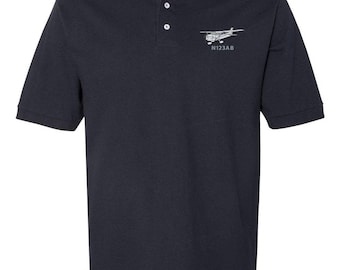 Airplane Custom Tail Number Polo, Air Plane Shirt, Skyhawk 182 172 Polo, Custom N Number Shirt, Gift For Pilot
