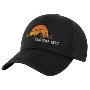 Mountain Adventure Hat – Sunset Embroidered National Park Baseball Cap with Custom Text
