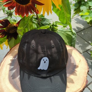 Glow In The Dark Ghost Hat, Halloween Hat, Ghost Baseball Hat, Halloween Costume Hat, Glow In The Dark Halloween Hat, Embroidered image 2