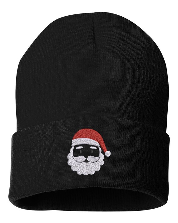 Embroidered Santa Claus Cuffed Beanie Holiday Knit Hat Canada