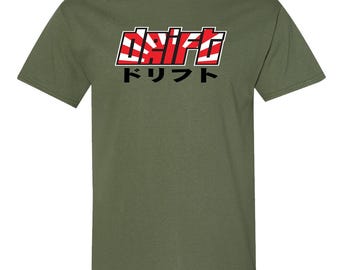 JDM DRIFT Japanese Rising Sun With Japanese Symbols Tee Shirt, Gift For Racer