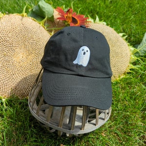 Glow In The Dark Ghost Hat, Halloween Hat, Ghost Baseball Hat, Halloween Costume Hat, Glow In The Dark Halloween Hat, Embroidered image 1