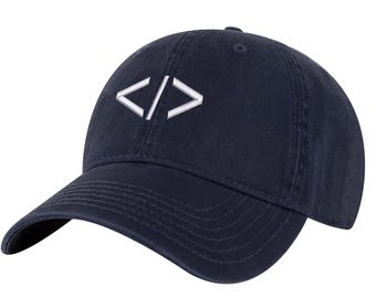 Programming Symbol Embroidered Dad Hat | Minimalist Coder Adjustable Baseball Cap
