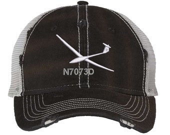 Casquette trucker planeur avec numéro de queue personnalisé, Casquette trucker avion planant, Casquette personnalisée numéro N pour avion planeur