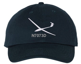 Aereo aliante volante con berretto da baseball con numero di coda personalizzato, cappello da aereo impennato, cappello con numero N personalizzato per aereo a vela