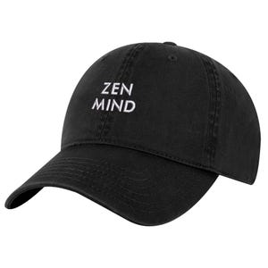 Casquette de baseball brodée Zen Mind - Restez centré et présentez - Noir