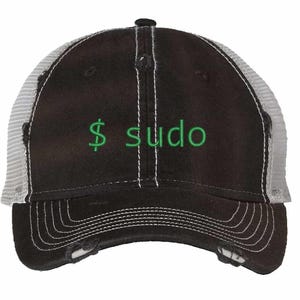 Distressed Sudo Trucker Hat For Open Source Enthusiasts, Programmers Hat, Open Source Admin Gift