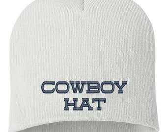 Cowboy Hat Icon Embroidered Beanie | Western Country Knit Winter Hat