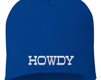 Howdy Western Embroidered Beanie | Western Cowgirl Knit Winter Hat