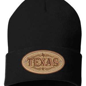 Texas Lone Star Embroidered Cuffed Beanie | Vintage State Pride Knit Winter Hat