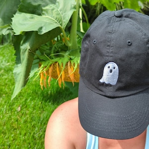 Glow In The Dark Ghost Hat, Halloween Hat, Ghost Baseball Hat, Halloween Costume Hat, Glow In The Dark Halloween Hat, Embroidered image 4