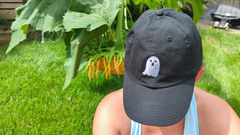 Glow In The Dark Ghost Hat, Halloween Hat, Ghost Baseball Hat, Halloween Costume Hat, Glow In The Dark Halloween Hat, Embroidered image 4