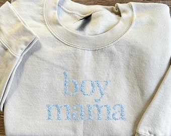 Floral Boy Mama Embroidered Sweatshirt, Gift for Mom, Personalized Mama Shirt Mama Pullover New Mom Gift for Her Pregnancy Announcement