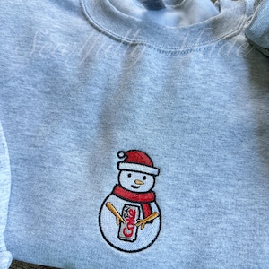 Embroidered Patch Snowman Diet Coke, Cute Winter Iron-On Patch for Jackets, Bags, Holiday Aesthetic, Caffeine Lover Gift, Soda Drink Trendy