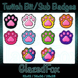 10 Emotes e Emblemas de Inscrição de Cat Paw para Twitch – Patinhas de Gatinho Fofas para Streamers | Download Digital PNG