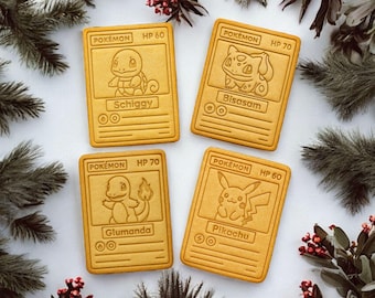 Keksausstecher Pokémon-Sammelkarten 4er-Set | Pikachu, Glumanda, Bisasam & Schiggy | Backspaß für Gamer und Fans