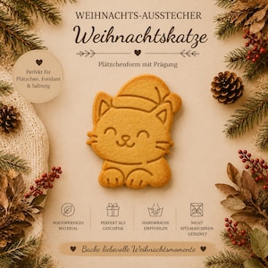 Tagliabiscotti natalizi per amanti dei gatti | Tagliabiscotti con cappello di Babbo Natale | Idea regalo per teglia da forno