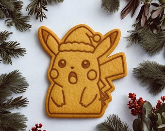 Överraskad Pikachu-kakform med tomtehatt | Präglade kakformar