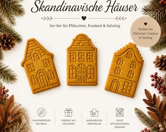 Keksausstecher Skandinavische Häuser - Grachtenhäuser - Lichthäuser Keksausstecher Set – Lichthäuser für Weihnachten & Winter