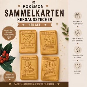 Pokémon Kakformar till samlarkort, set med 4 | Pikachu, Charmander, Bulbasaur och Squirtle | Bakkul för spelare och fans bild 1