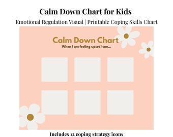 Tabella della calma per bambini / Abilità di coping visive / Regolazione emotiva stampabile / Poster dell'angolo della calma / Visuale per l'aula sull'autismo