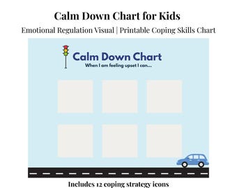Tabella di calma per bambini durante il trasporto / Abilità di coping visive / Supporto comportamentale stampabile / Risorsa per consulenti scolastici / Aiuto visivo per l'autismo