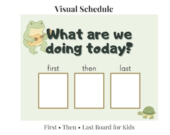 Programma visivo a tema rana per bambini / Tabella di routine stampabile / Supporto per autismo e bisogni educativi speciali