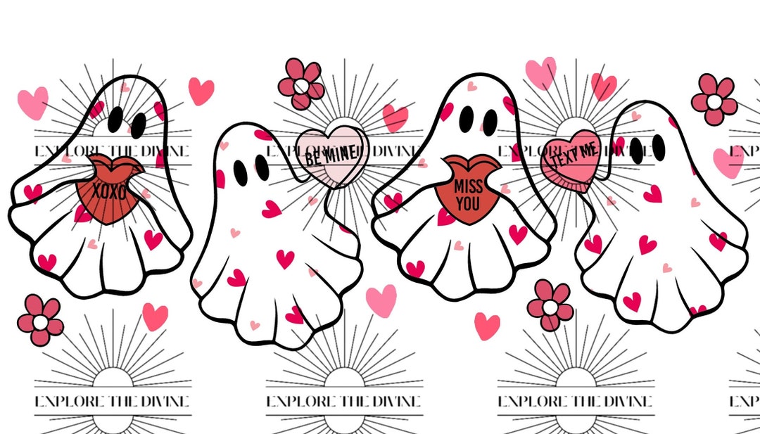Women's Cute Ghost Valentine's Day T-Shirt – Love Heart Graphic Tee, Loose Fit, Casual Top - View #10