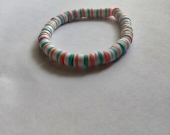 hand made pastel clay bead bracelet