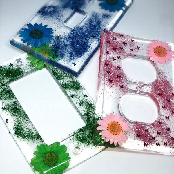 Butterfly Flower Resin Light Switch Cover | Light Switch Plate | Light Switch Facelift
