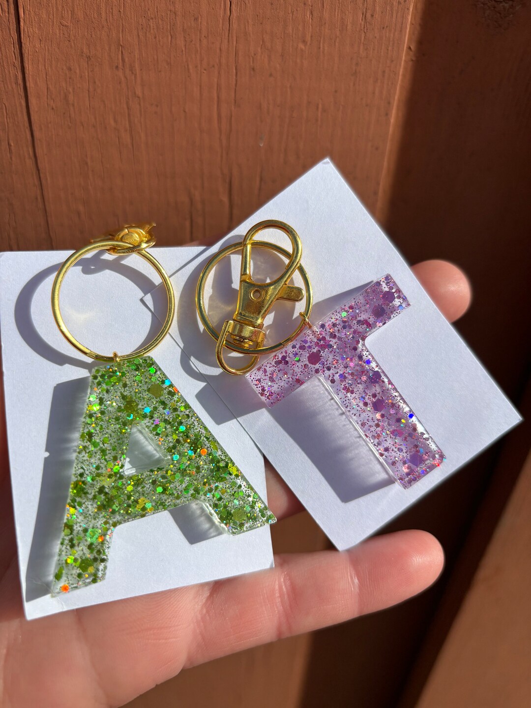 Chunky Glitter Resin Keychain | Personalized Letter Keychain - Etsy