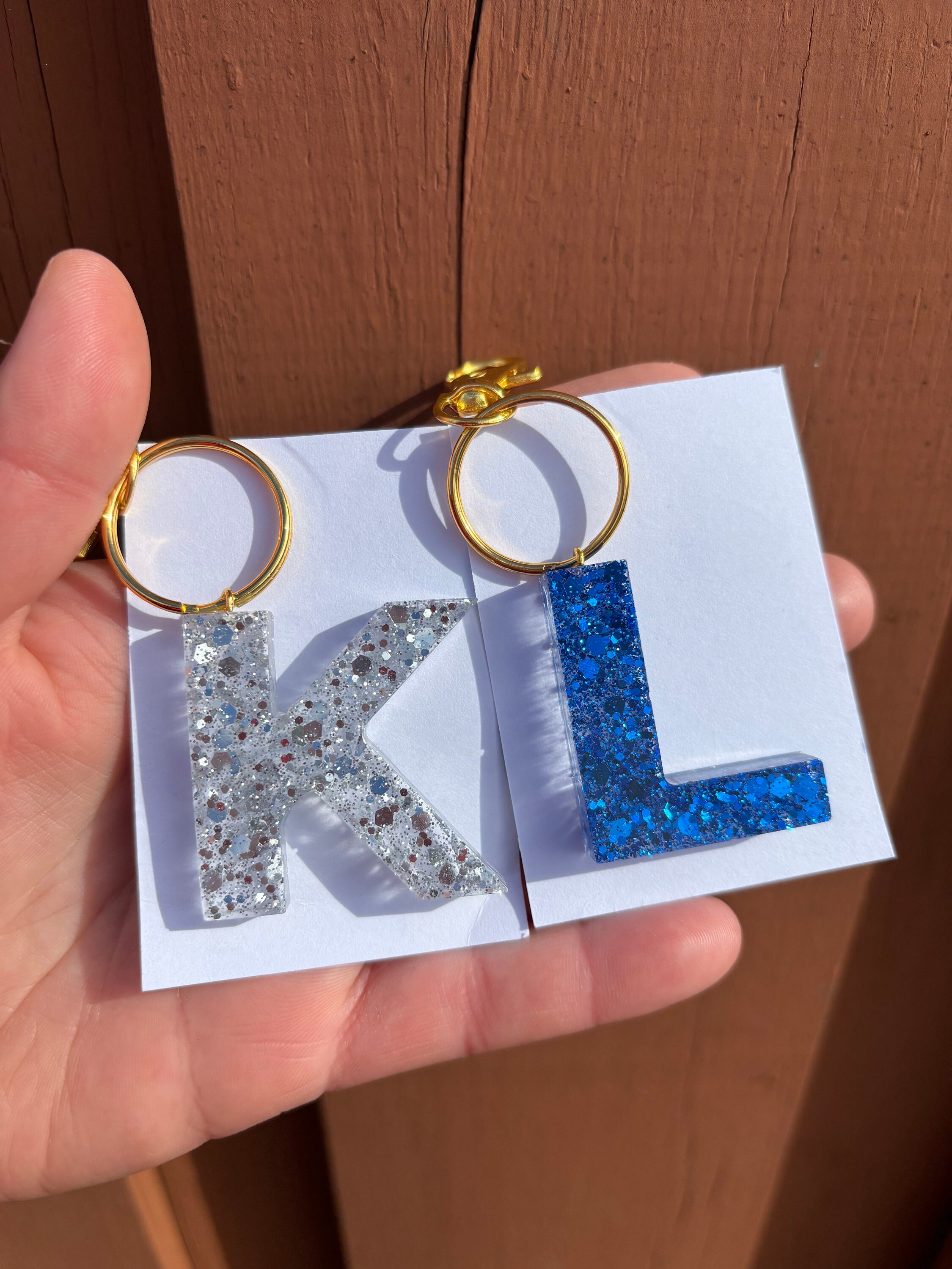 Chunky Glitter Resin Keychain | Personalized Letter Keychain - Etsy