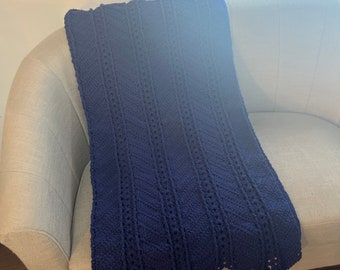 Handmade Crochet Afghan (Dark Blue)