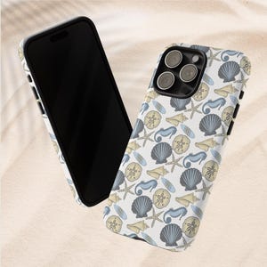 Funda para teléfono con estética oceánica / Panel de estado de ánimo azul costero / Funda protectora de doble capa / iPhone, Samsung, Google Pixel