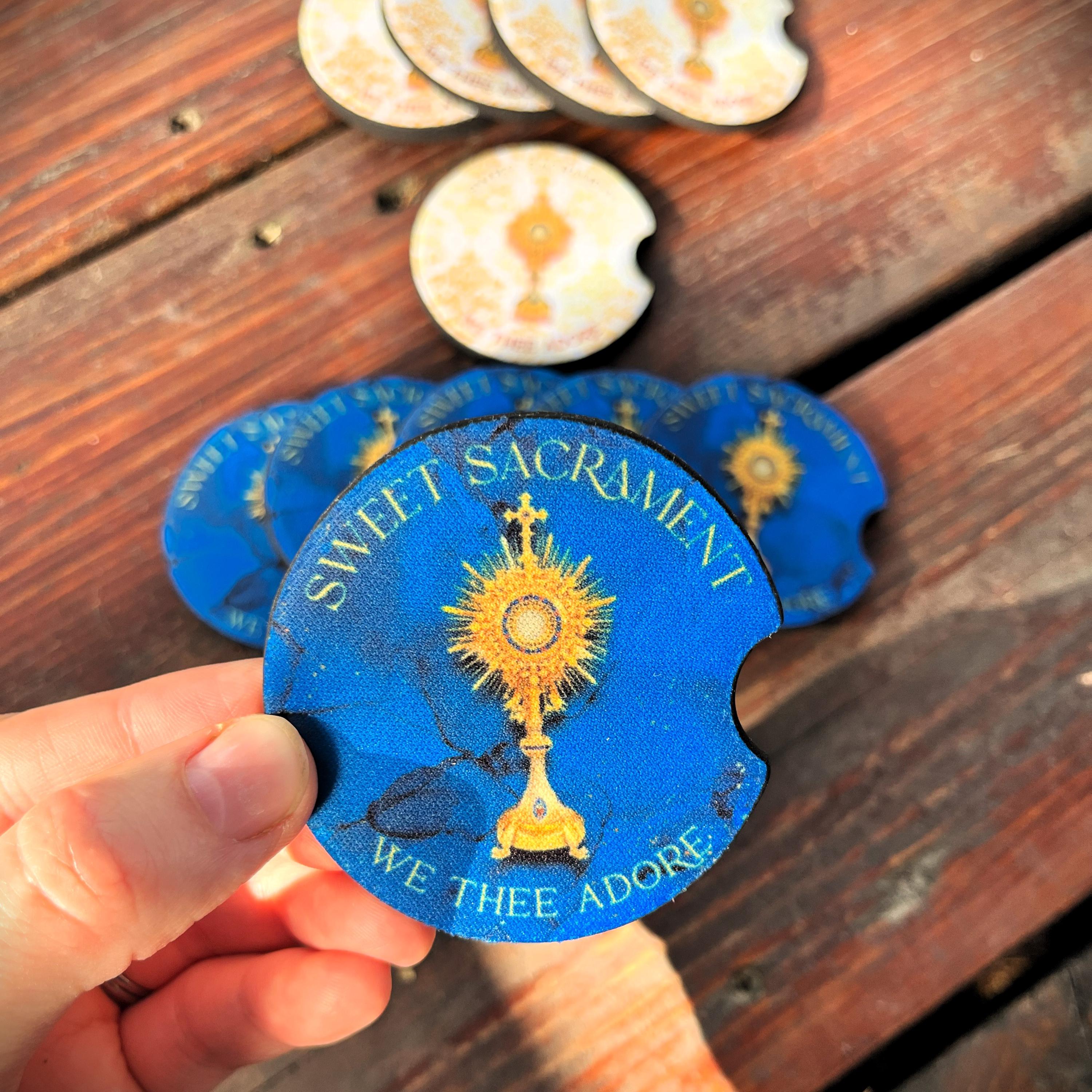 Catholic Eucharist Car Coasters- Neoprene Fabric, Fit in Standard Car ...