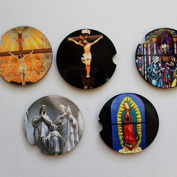 Seconds/Imperfect Car Coasters - Christian-themed designs - Deeply Discounted for small flaws or ghosting - Great deal, rare find!