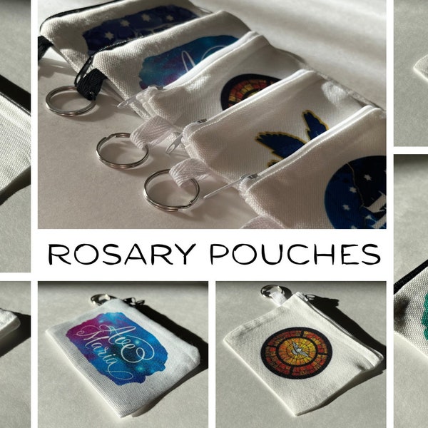 Canvas Rosary Pouches - Variety of designs! - Great Catholic Gift! - Small pouch for Rosary, prayer cards- Marian gift for friend or family