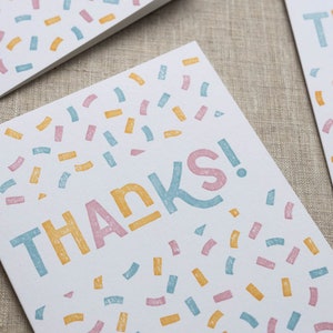 Thanks Confetti Letterpress Greeting Card Thank You Card Cute Stationery image 7